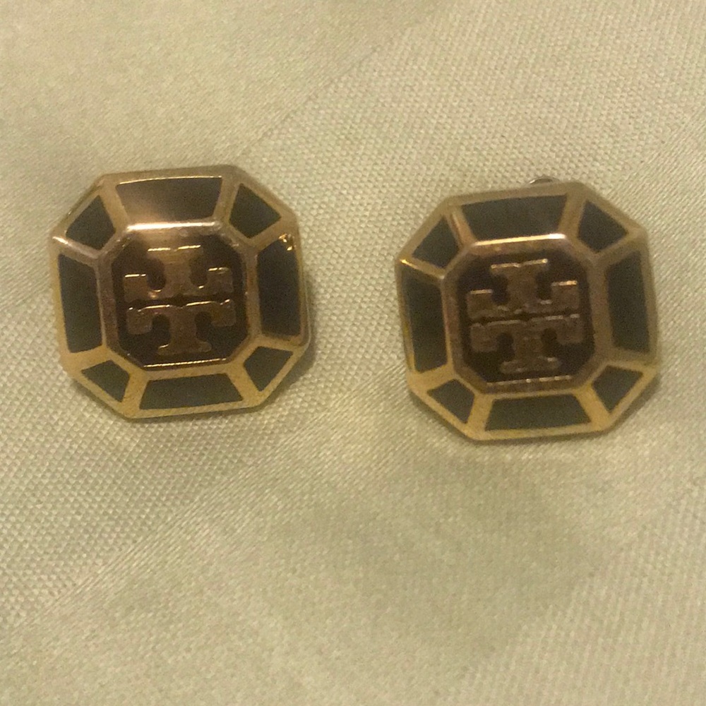 Tory Burch hex logo black earrings